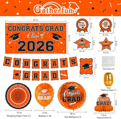 Orange Themed 2026 Graduation Decorations Set - Image 2