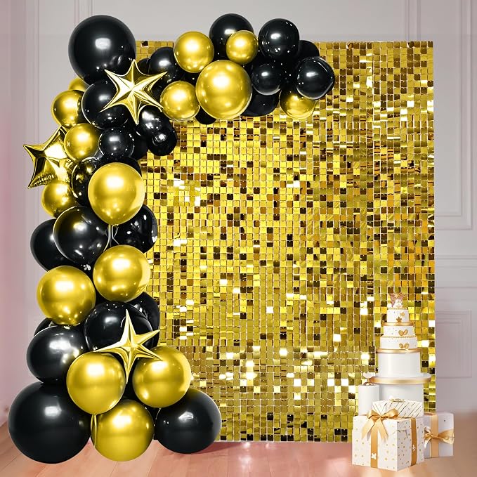 Ozikutech 24 Pcs Gold Shimmer Wall Backdrop Panels by Ozikutech