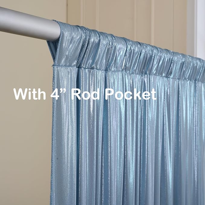 10x10ft Dusty Blue Sequin Backdrop Curtains, Wrinkle Free Glitter Backdrop - Image 4