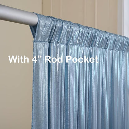 10x10ft Dusty Blue Sequin Backdrop Curtains, Wrinkle Free Glitter Backdrop - Image 4