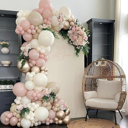 Dusty Pink Balloon Arch Kit, Boho Retro Blush Pink Champagne Gold White Latex - Image 2