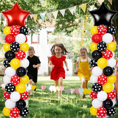 2 Set Adjustable Mouse Theme Birthday Balloon Column Stand Kit Polka Dot Red - Image 7