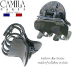 Camila Paris CP3087 French Hair Clip for Women, Set of 2 Small Gray Girls Hair Claw Clips Fashion Durable Hair Accessories for Women, Luxury Ladies Strong Hold No Slip Grip Clamp, Made in France