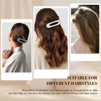 8 Pcs Large Lay Flat Claw Clips for Women French Side Slide Barrettes for Thin Fine Hair Rectangle Alligator Hair Accessories,Matte Black Gray White