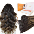 DOORES Clip in Hair Extensions Set 16 Inch 120g, 4pcs Invisi Edge Clip ins and 3pcs Classic Seamless Clip ins, Injected Virgin Real Human Hair Extensions Natural Invisible Straight, #1B