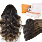 DOORES Clip in Hair Extensions Set 16 Inch 120g, 4pcs Invisi Edge Clip ins and 3pcs Classic Seamless Clip ins, Injected Virgin Real Human Hair Extensions Natural Invisible Straight, #1B