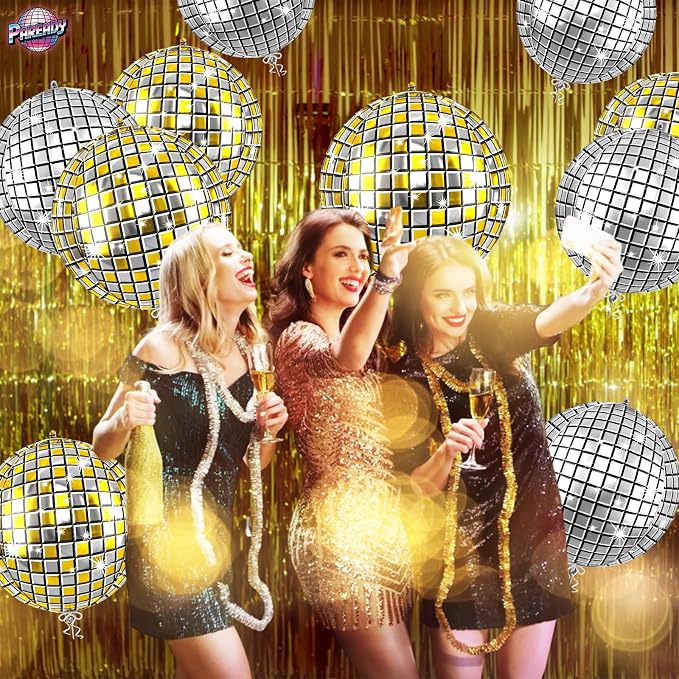 6pcs 22 Inch Gold and Silver Disco Ball Balloons - Image 6