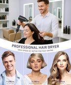Cosy Companions Hair Dryer, 150000 RPM High-Speed Brushless Motor Negative Ionic Blow Dryer for Fast Drying, Low Noise Thermo-Control Hair-Dryer-with-Diffuser and Nozzle