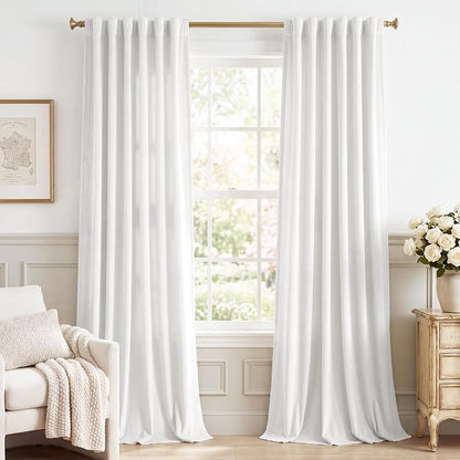 White Velvet Curtains Light Dimming Privacy, W52 x L120, 2 Panels | Back Tab by StangH