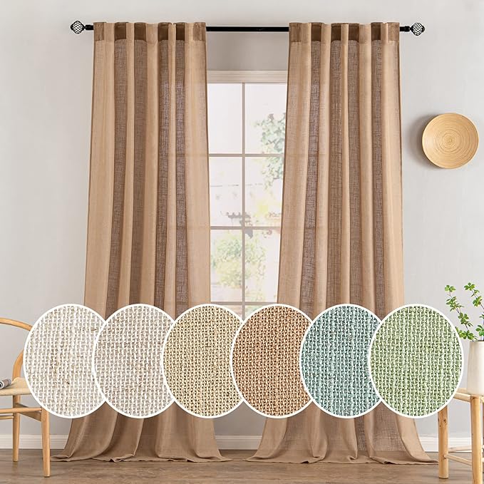 MIULEE Brown Linen Curtains 37x90 Inch Length 2 Panels by MIULEE