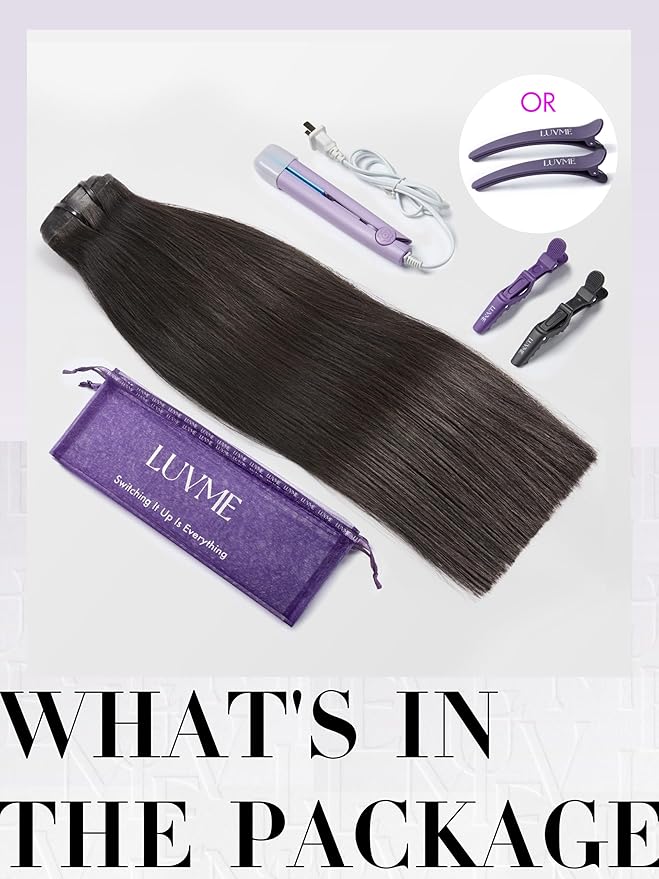 LUVME Clip in Hair Extensions 2 Pack 18Pcs 270g Real Human Hair, Seamless Clip in Hair Extensions 18 Inch Real Human Hair Natural Black Silky Straight Full Head