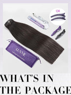 LUVME Clip in Hair Extensions 2 Pack 18Pcs 270g Real Human Hair, Seamless Clip in Hair Extensions 18 Inch Real Human Hair Natural Black Silky Straight Full Head