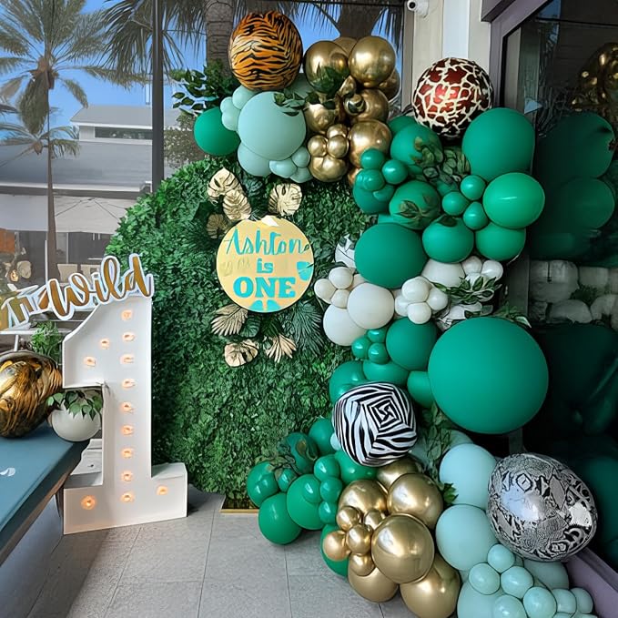 Green and Gold Balloons 12 Inch Emerald Forest Hunter Dark Sage Green Gold Sand - Image 4
