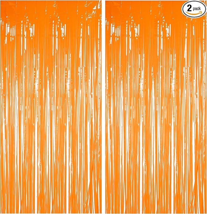 BRAVESHINE Orange Streamers Party Backdrop | Halloween Decorations | 2 Pack | by BRAVESHINE