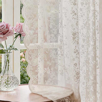 Anmao Vintage Lace Sheer Curtains 96 Inches Long by Anmao