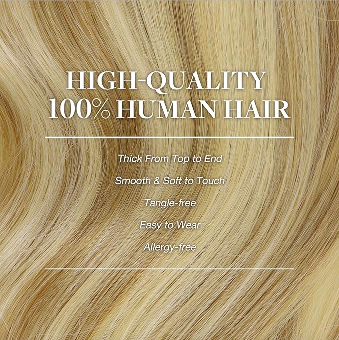 GOO GOO Clip in Hair Extensions Real Human Hair, Remy Human Hair Extensions Clip ins for Women, Natural Human Hair, 22inch 170g 7Pcs, #16/22 Light Blonde Highlighted Golden Blonde