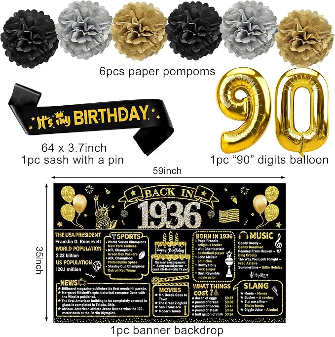 Zirtorei 90th Birthday Decorations - Image 3