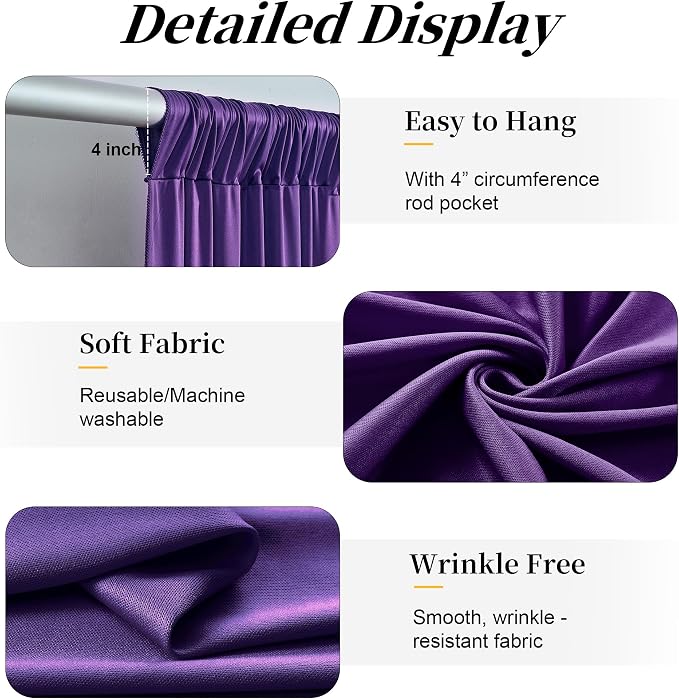 12ft x 10ft Purple Backdrop Curtains - Image 5