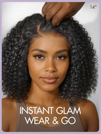 LUVME HAIR Wet and Wavy 5x5 Closure Water Wave Short Curly Bob Glueless Wigs Human Hair Pre Plucked Pre Cut Lace Side Part 100% Human Hair Wig 12 Inches