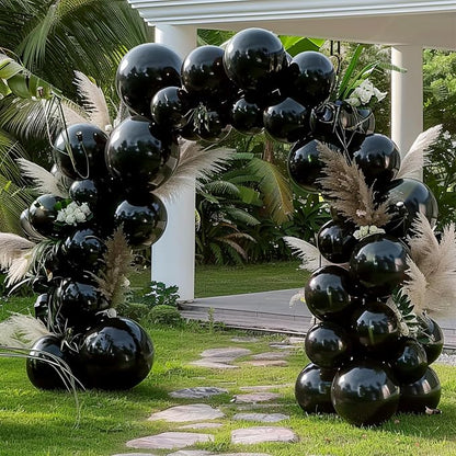 Double Stuffed Black Balloon Garland Arch Kit | 18/12/10/5inch Different Sizes by Unknown