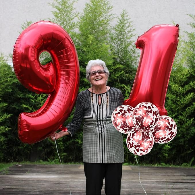 40 Inch Red Number 7 Balloon for Boys Girls, Large Self Inflating Foil Number - Image 5