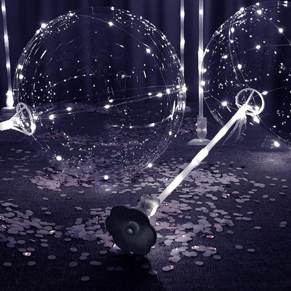 6PCS LED Bobo Balloons with Sticks, Balloon Stand DIY Kits | Clear Balloons - Image 3