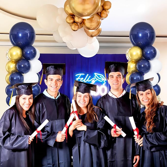 Navy Blue and Gold Balloon Column Stand Kit Set of 2 - Image 9