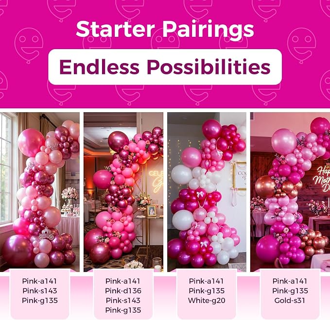 Bezente Pearl Hot Pink Balloons Latex Party Balloons 100 Pack 12 inch | Magenta - Image 4