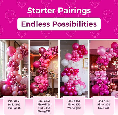 Bezente Pearl Hot Pink Balloons Latex Party Balloons 100 Pack 12 inch | Magenta - Image 4