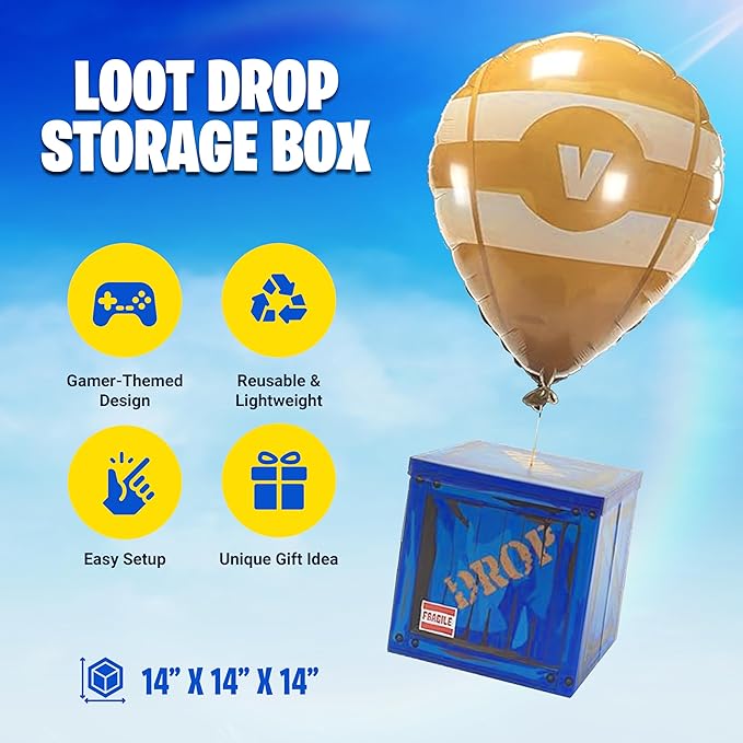 Loot Drop Box with Yellow Balloon – Large 14” Gift Box - Image 3