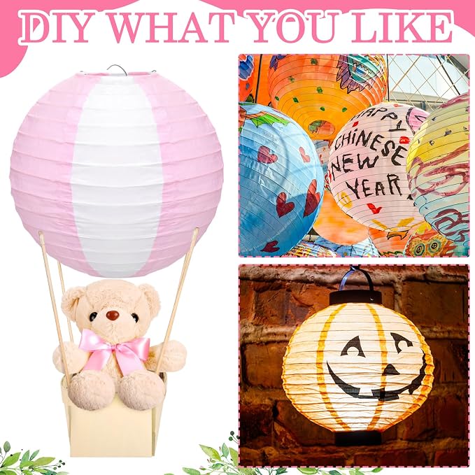 12 Sets Baby Shower Hot Air Balloon Table Centerpieces DIY Paper Lanterns - Image 5