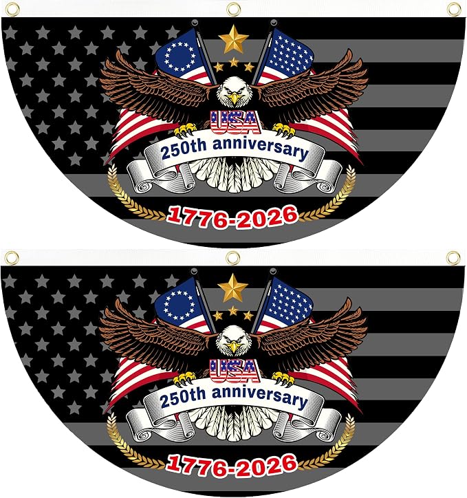 2PCS 250th Anniversary USA Flag, 1.5X3 FT 1776-2026 Fan Flags, 2 Ply Year by Unknown