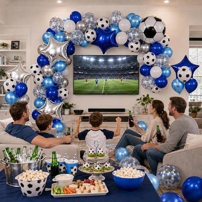 Soccer Balloons, Metallic Blue Silver Balloons - Image 5