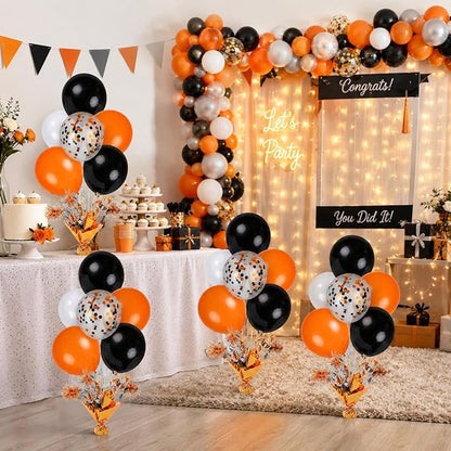 4 Set Halloween Balloons Black Orange Confetti White Balloon Stand Centerpiece - Image 9