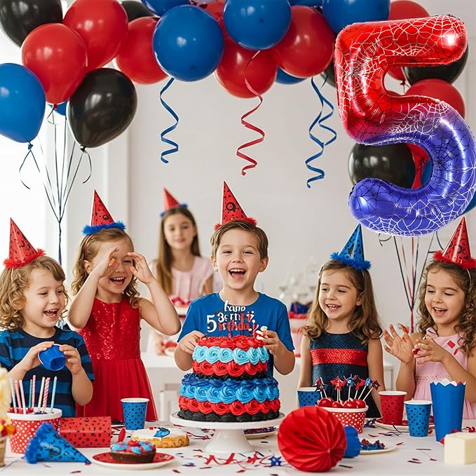 40 Inch Red Blue Number 5 Balloon - Image 5