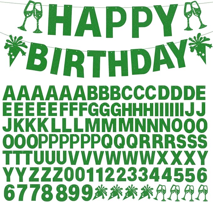129Pcs DIY Custom Letter Banner Glitter Customizable Banner Kit DIY Happy by MFLUEEWR