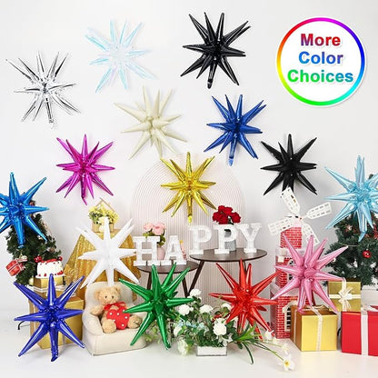 9Pcs Iridescent Star Balloons, Mylar Spike Balloon - Image 8