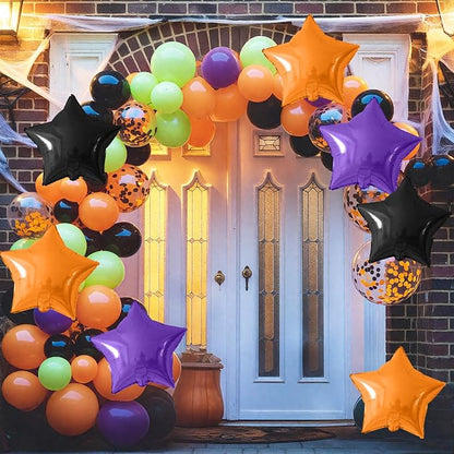 Purple Black Orange Star Foil Balloons, 18 Inch Large Metallic Stars Balloons - Image 4