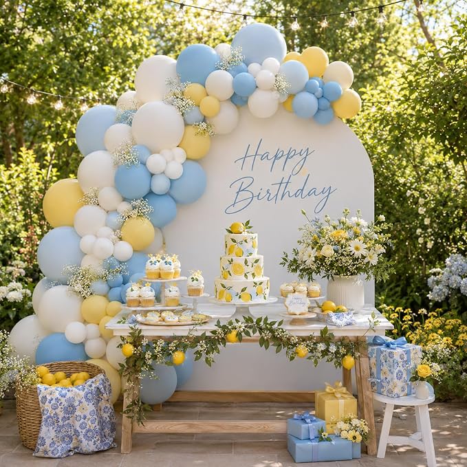Blue and Yellow Balloons, 12 Inch Pastel Blue Balloons, Mustard Yellow Balloons - Image 8