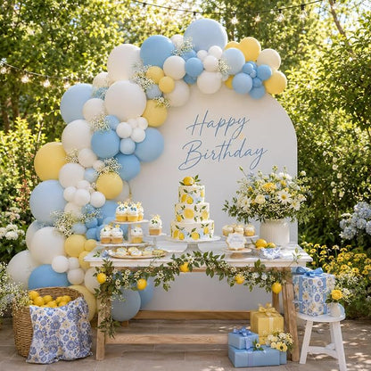 Blue and Yellow Balloons, 12 Inch Pastel Blue Balloons, Mustard Yellow Balloons - Image 8