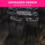 Lashey Seamless Clip in Hair Extensions Remy Human Hair Natural Black Mixed Chestnut Brown 110g 7pcs Body Wave 24 Inch