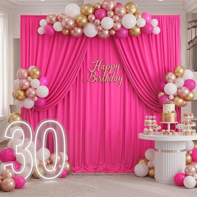 30ftx10ft Wrinkle Free Fuchsia Backdrop Curtains - Image 6