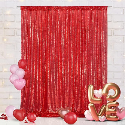 Eternal Beauty Red 3mm Sequin Backdrop 6x8 Ft by EternalBeauty