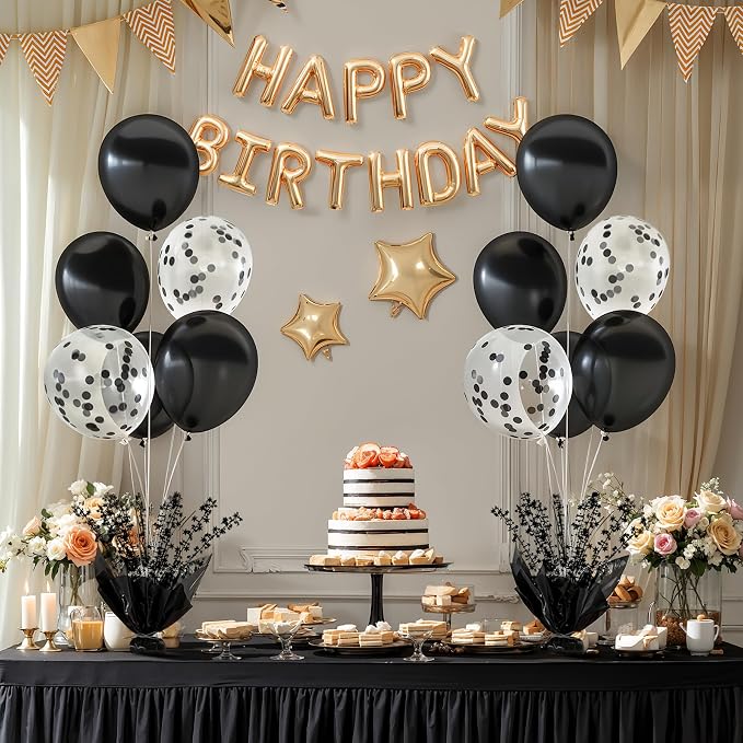 6 Set Black Table Balloons Foil Spray Centerpiece - Image 2