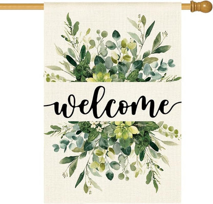 AVOIN colorlife Spring Summer Floral Welcome House Flag Outside 28x40 Inch | by AVOINcolorlife