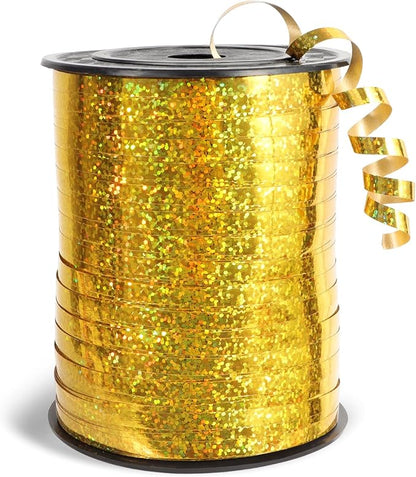 500 Yards Laser Gold Curling Ribbon, 1/5 Inch Wide Shining Metallic Ribbons by Unknown