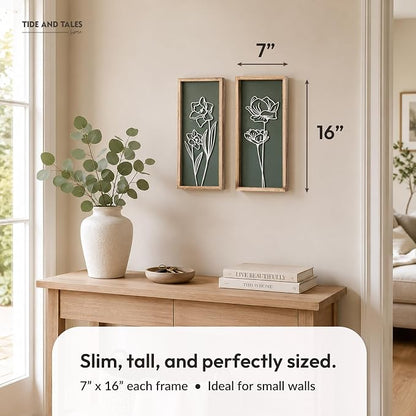 Tide and Tales Floral 3D Green Wall Art, Botanical Wall Decor, Lightweight - Image 3