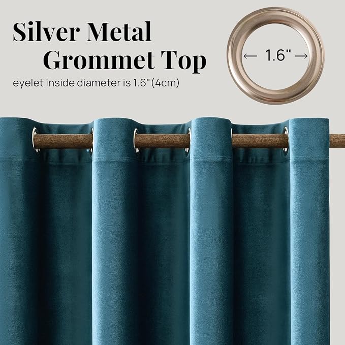 BULBUL Velvet Peacock Blue Blackout Curtains 96 inch Long - Image 6
