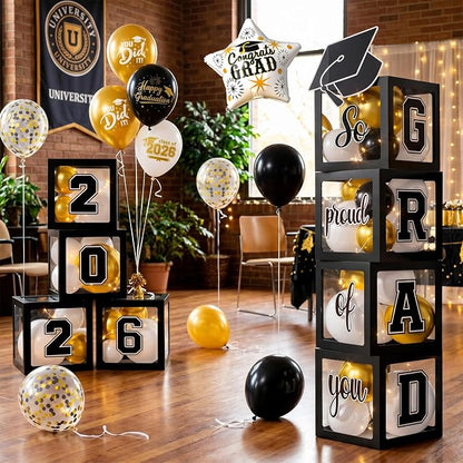 Graduation Decorations Class of 2026-Black and White Graduation Party - Image 7