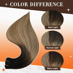 Full Shine Clip in Hair Extensions Human Hair Black Roots Hair Clip in Extensions Balayage Remy Hair Ombre Brown with Honey Blonde Straight Clip ins Ease of Use 3 PCS 60 G